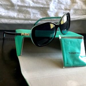 EUC Tiffany sunglasses and case with lens cleaner